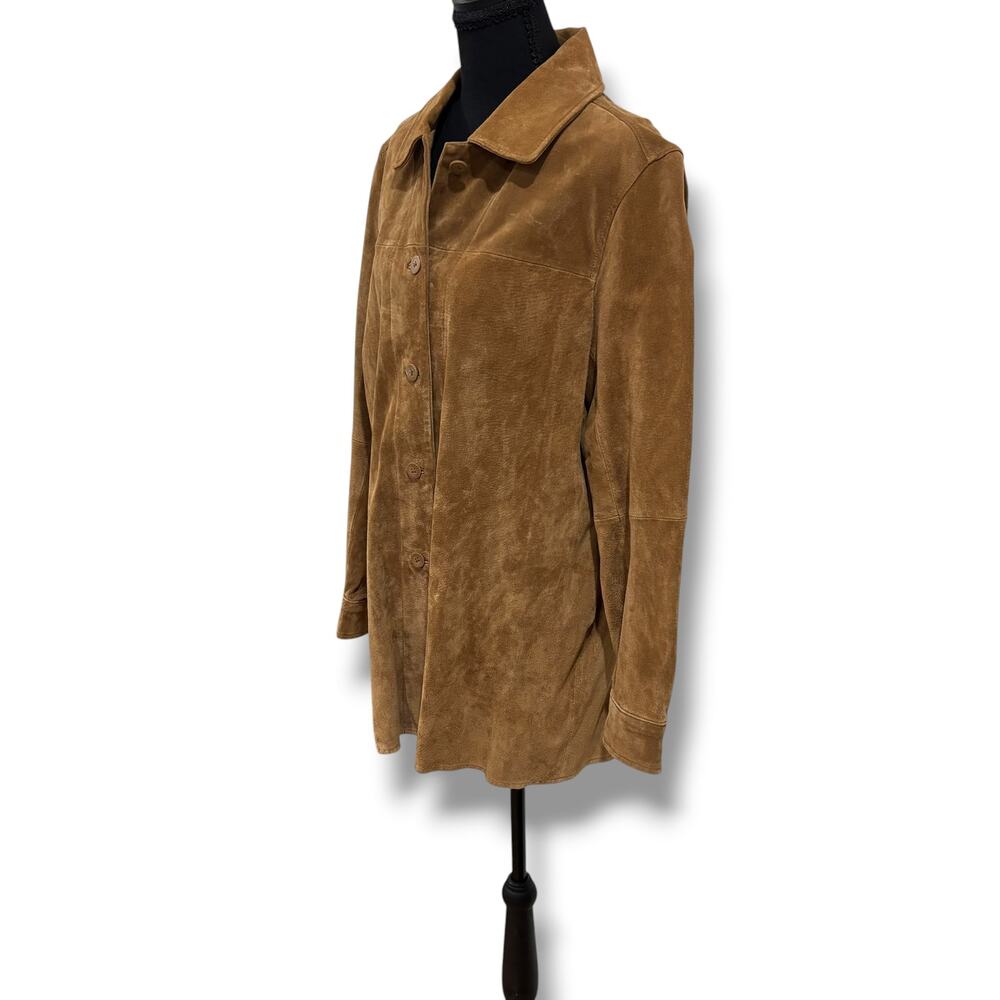 Bernardo Brown Genuine Suede Washable Button Jacket Size M Retro